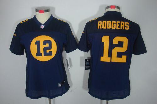  Packers #12 Aaron Rodgers Navy Blue Alternate Women's Stitched NFL Limited Jersey