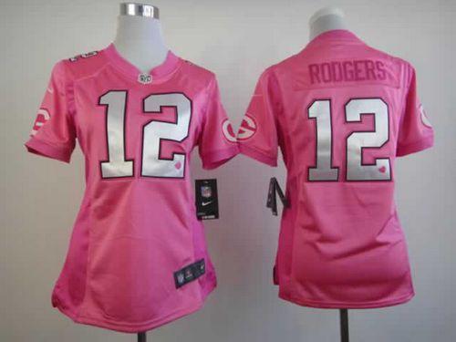  Packers #12 Aaron Rodgers Pink Women's Be Luv'd Stitched NFL Elite Jersey