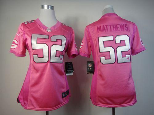  Packers #52 Clay Matthews Pink Women's Be Luv'd Stitched NFL Elite Jersey