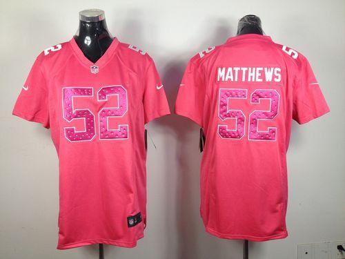  Packers #52 Clay Matthews Pink Sweetheart Women's Stitched NFL Elite Jersey