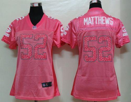  Packers #52 Clay Matthews Pink Sweetheart Women's NFL Game Jersey