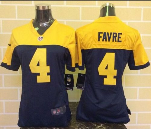 Packers #4 Brett Favre Navy Blue Alternate Women's Stitched NFL New Elite Jersey