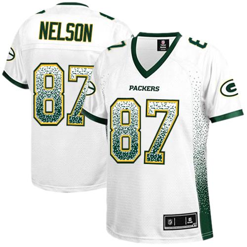  Packers #87 Jordy Nelson White Women's Stitched NFL Elite Drift Fashion Jersey