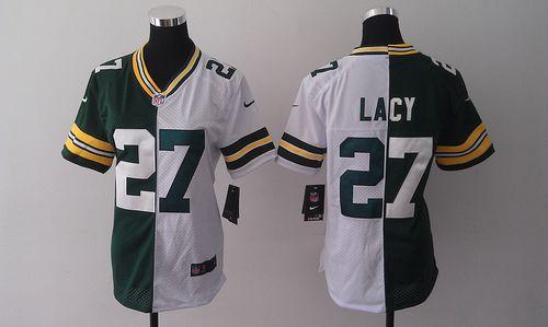  Packers #27 Eddie Lacy Green/White Women's Stitched NFL Elite Split Jersey