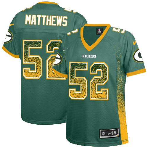  Packers #52 Clay Matthews Green Team Color Women's Stitched NFL Elite Drift Fashion Jersey