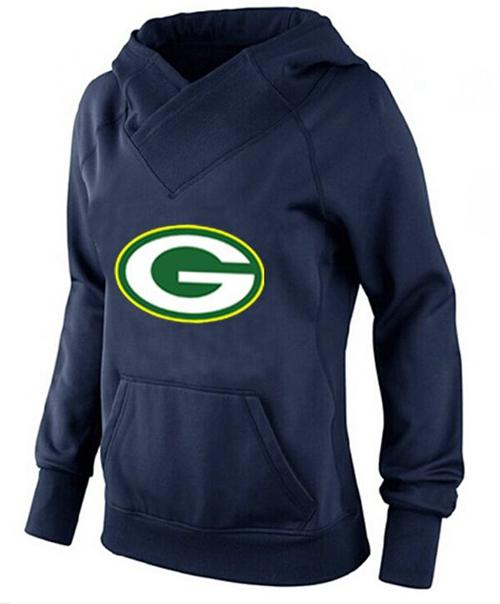 Women's Green Bay Packers Logo Pullover Hoodie Navy Blue