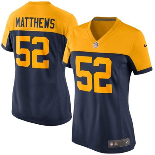  Packers #52 Clay Matthews Navy Blue Alternate Women's Stitched NFL New Elite Jersey
