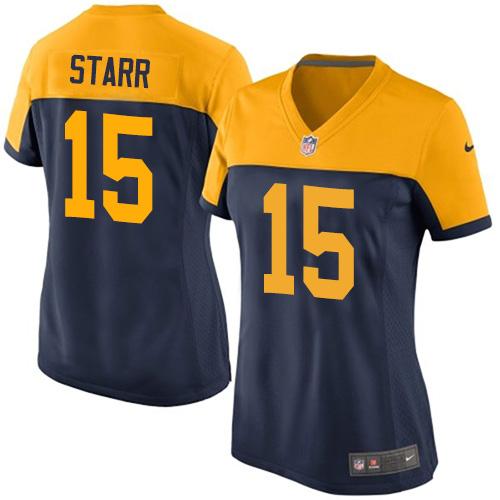  Packers #15 Bart Starr Navy Blue Alternate Women's Stitched NFL New Elite Jersey