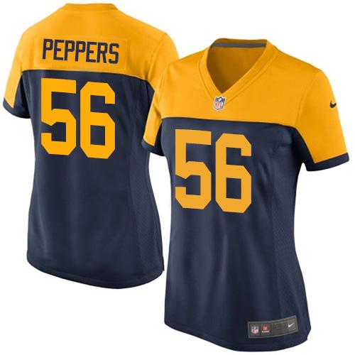 Packers #56 Julius Peppers Navy Blue Alternate Women's Stitched NFL New Elite Jersey