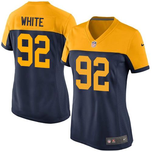  Packers #92 Reggie White Navy Blue Alternate Women's Stitched NFL New Elite Jersey