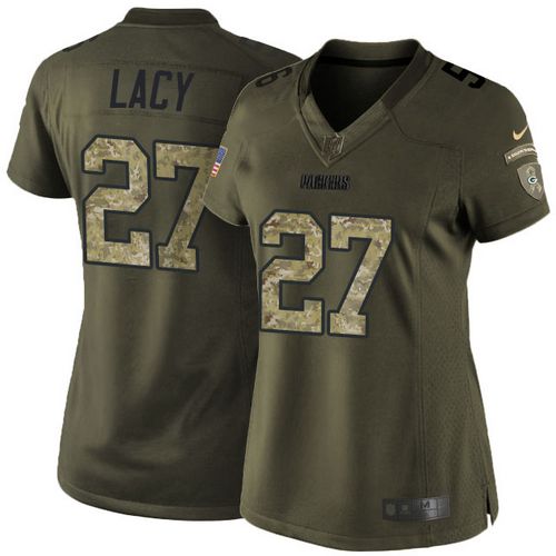  Packers #27 Eddie Lacy Green Women's Stitched NFL Limited Salute to Service Jersey