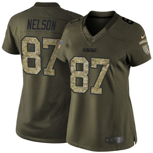 Packers #87 Jordy Nelson Green Women's Stitched NFL Limited Salute to Service Jersey