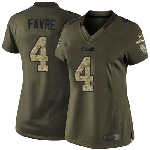  Packers #4 Brett Favre Green Women's Stitched NFL Limited Salute to Service Jersey