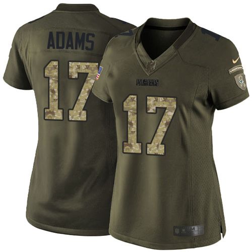  Packers #17 Davante Adams Green Women's Stitched NFL Limited Salute to Service Jersey