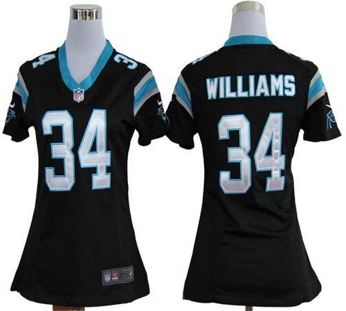  Panthers #34 DeAngelo Williams Black Team Color Women's Stitched NFL Elite Jersey