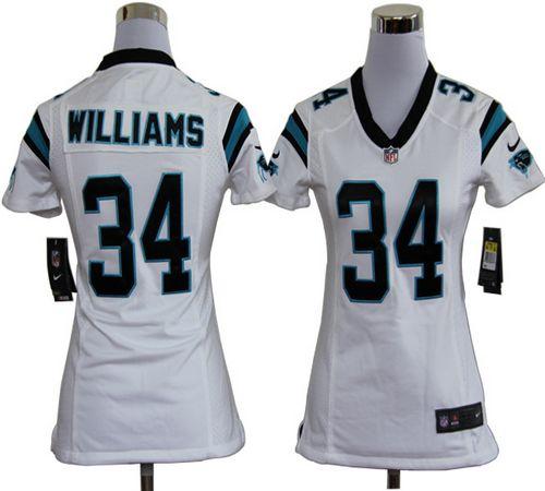  Panthers #34 DeAngelo Williams White Women's Stitched NFL Elite Jersey
