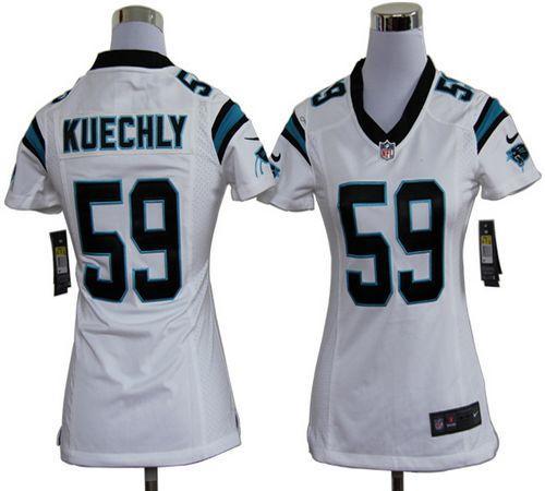  Panthers #59 Luke Kuechly White Women's Stitched NFL Elite Jersey