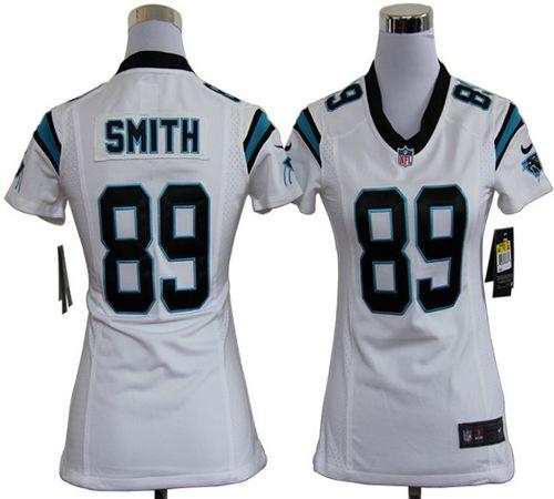 Panthers #89 Steve Smith White Women's Stitched NFL Elite Jersey