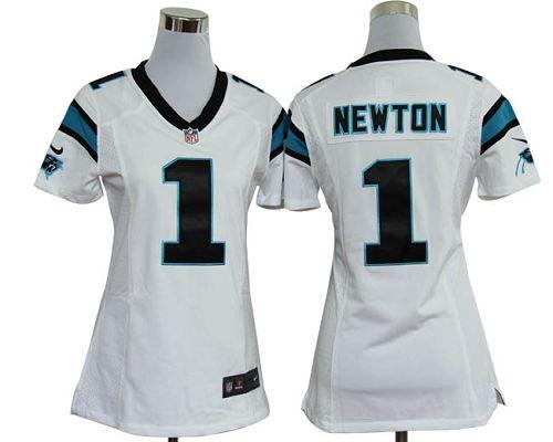  Panthers #1 Cam Newton White Women's Stitched NFL Elite Jersey
