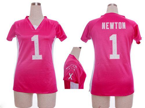  Panthers #1 Cam Newton Pink Draft Him Name & Number Top Women's Stitched NFL Elite Jersey