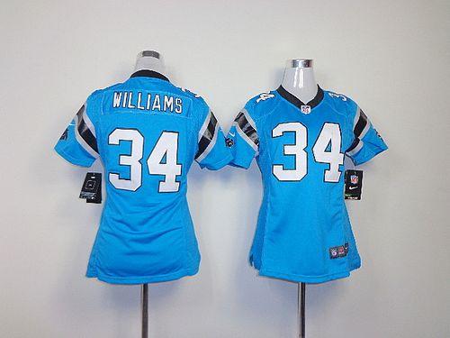  Panthers #34 DeAngelo Williams Blue Alternate Women's Stitched NFL Elite Jersey