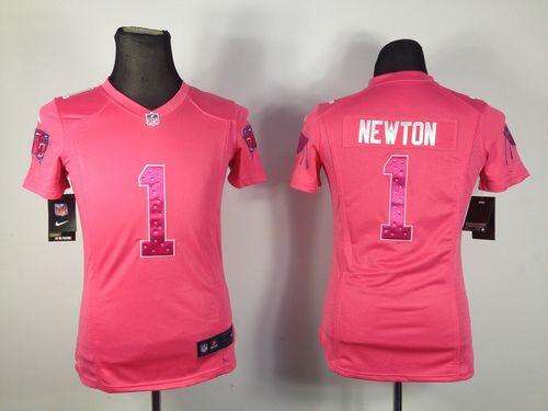  Panthers #1 Cam Newton Pink Sweetheart Women's Stitched NFL Elite Jersey