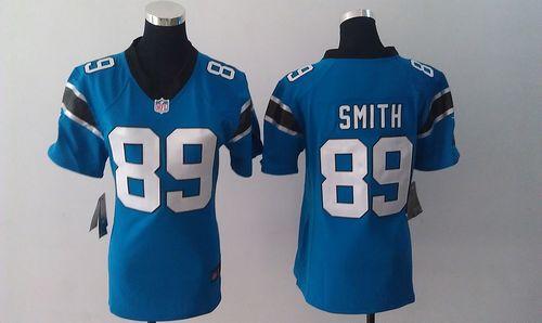  Panthers #89 Steve Smith Blue Alternate Women's Stitched NFL Elite Jersey
