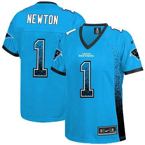  Panthers #1 Cam Newton Blue Alternate Women's Stitched NFL Elite Drift Fashion Jersey