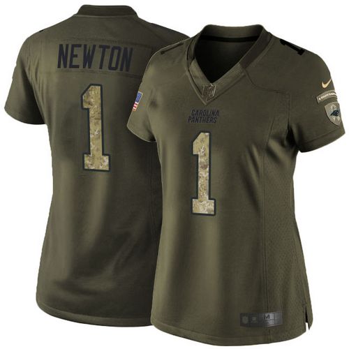  Panthers #1 Cam Newton Green Women's Stitched NFL Limited Salute to Service Jersey