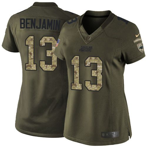  Panthers #13 Kelvin Benjamin Green Women's Stitched NFL Limited Salute to Service Jersey