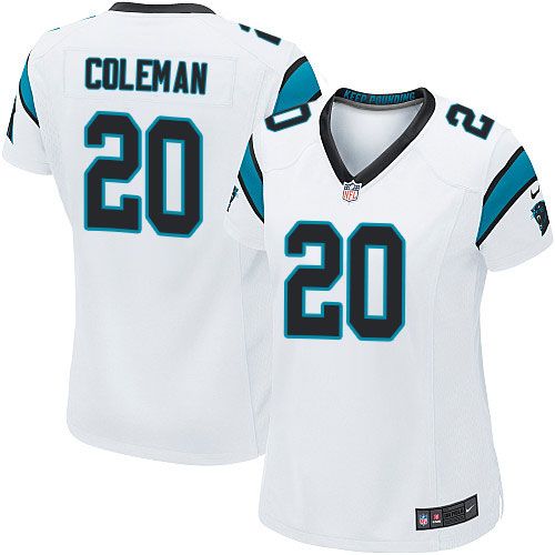  Panthers #20 Kurt Coleman White Women's Stitched NFL Elite Jersey