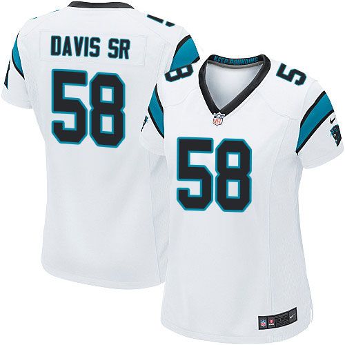  Panthers #58 Thomas Davis Sr White Women's Stitched NFL Elite Jersey