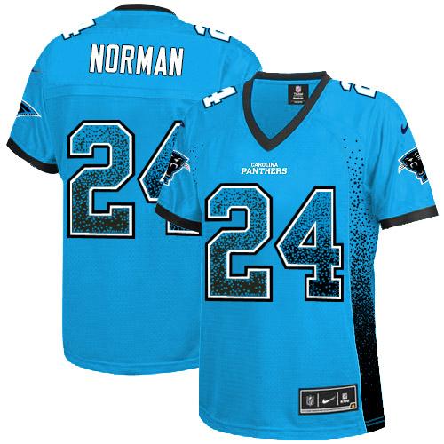 منبه ساعة Real Nike Panthers #24 Josh Norman Blue Alternate Women's Stitched ... منبه ساعة
