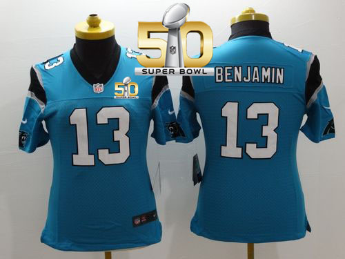  Panthers #13 Kelvin Benjamin Blue Alternate Super Bowl 50 Women's Stitched NFL Limited Jersey