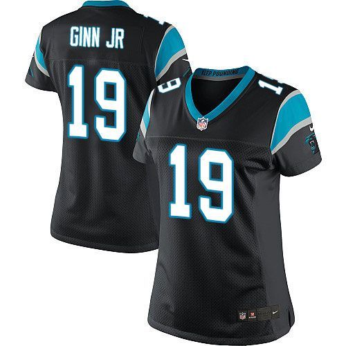  Panthers #19 Ted Ginn Jr Black Team Color Women's Stitched NFL Elite Jersey