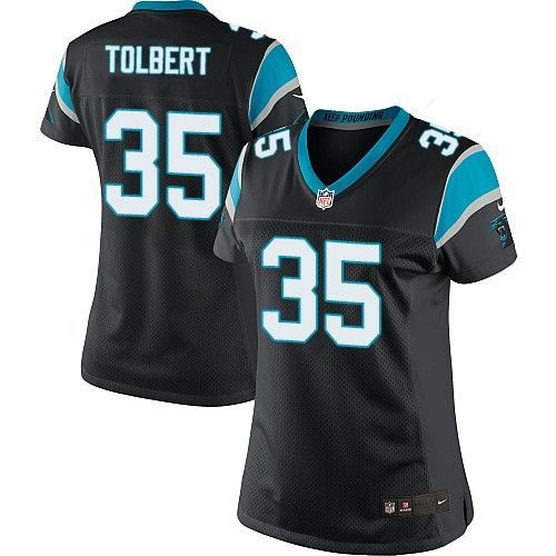  Panthers #35 Mike Tolbert Black Team Color Women's Stitched NFL Elite Jersey