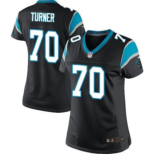  Panthers #70 Trai Turner Black Team Color Women's Stitched NFL Elite Jersey