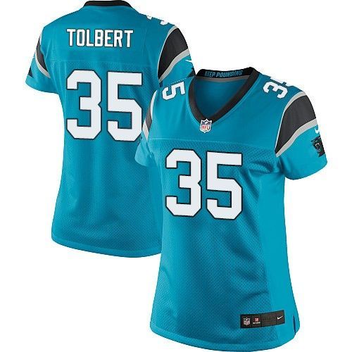  Panthers #35 Mike Tolbert Blue Alternate Women's Stitched NFL Elite Jersey