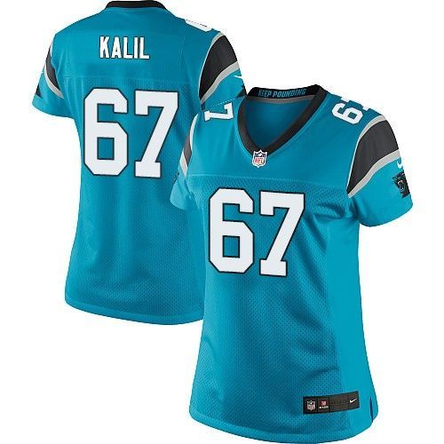  Panthers #67 Ryan Kalil Blue Alternate Women's Stitched NFL Elite Jersey