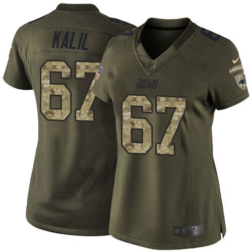  Panthers #67 Ryan Kalil Green Women's Stitched NFL Limited Salute to Service Jersey