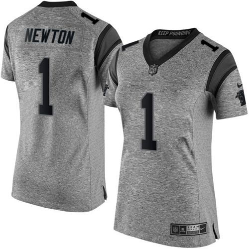  Panthers #1 Cam Newton Gray Women's Stitched NFL Limited Gridiron Gray Jersey