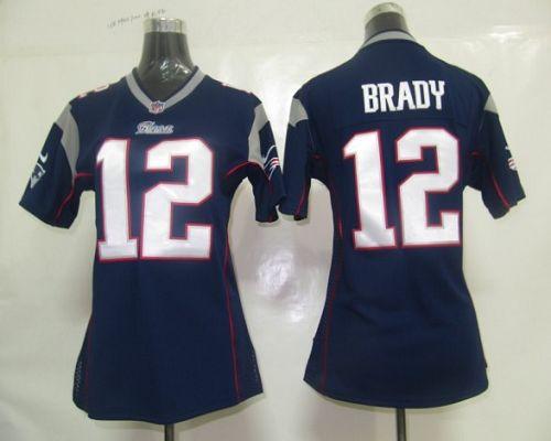  Patriots #12 Tom Brady Navy Blue Team Color Women's Stitched NFL Elite Jersey