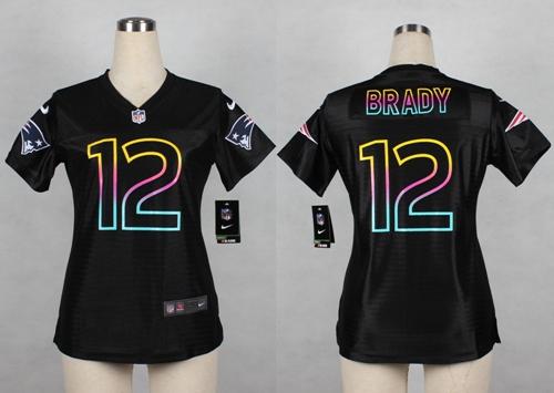  Patriots #12 Tom Brady Black Women's NFL Fashion Game Jersey