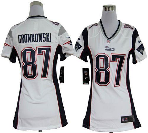  Patriots #87 Rob Gronkowski White Women's Stitched NFL Elite Jersey