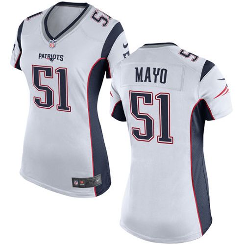  Patriots #51 Jerod Mayo White Women's Stitched NFL New Elite Jersey