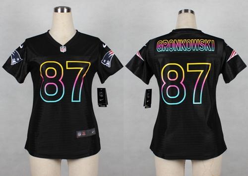  Patriots #87 Rob Gronkowski Black Women's NFL Fashion Game Jersey