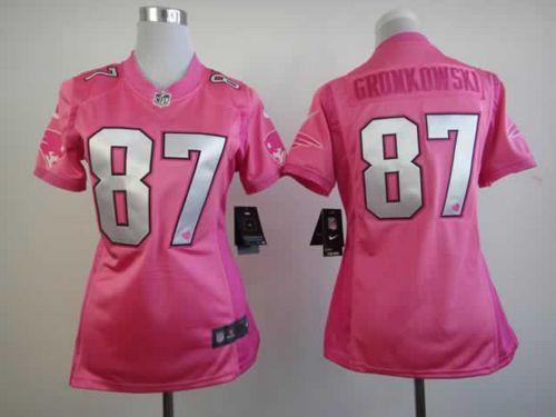  Patriots #87 Rob Gronkowski Pink Women's Be Luv'd Stitched NFL Elite Jersey