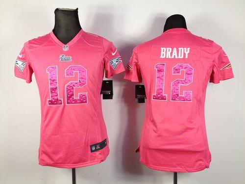  Patriots #12 Tom Brady Pink Sweetheart Women's Stitched NFL Elite Jersey