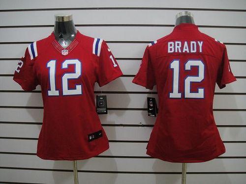  Patriots #12 Tom Brady Red Alternate Women's Stitched NFL Limited Jersey
