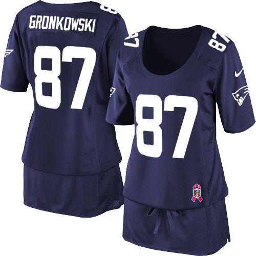  Patriots #87 Rob Gronkowski Navy Blue Team Color Women's Breast Cancer Awareness Stitched NFL Elite Jersey